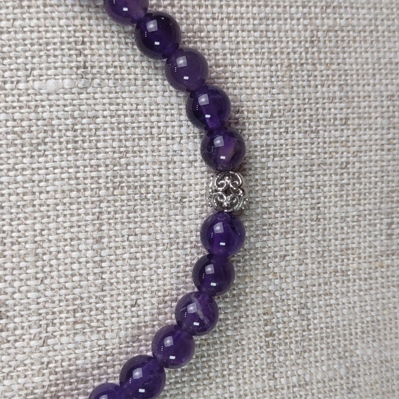 DMJ Amethyst/Sterling Silver Adjustable Slide Necklace - Picture 2 of 9